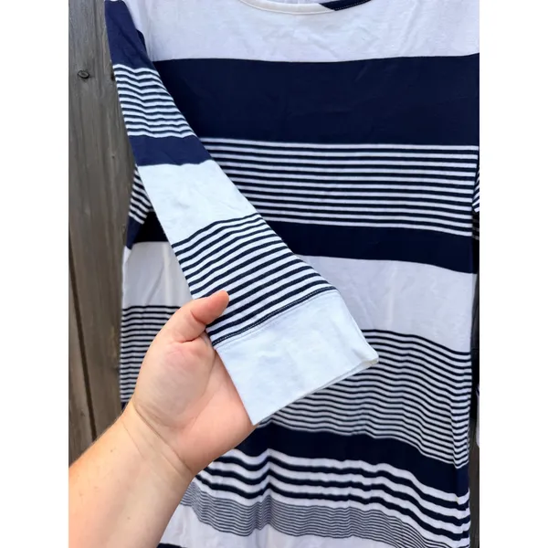 Lilly Pulitzer Marlowe Boatneck T-shirt Dress In True Navy Coconut Stripe Large - Image 5