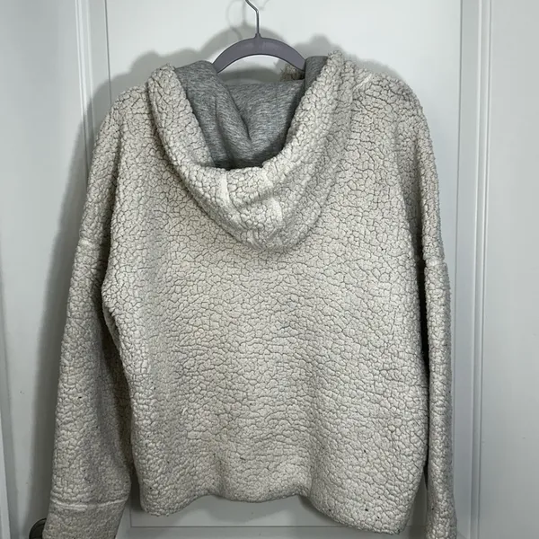 Prana Permafrost Half Zip Sherpa High Pile Hoodie Lined Jacket Size Med 23”P2P - Image 3