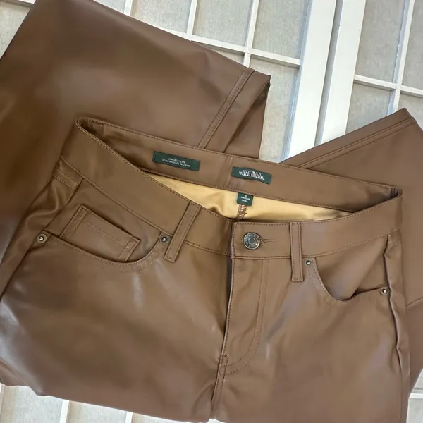 Wild Fable Brown Leather Low-Rise Flare Pants - Image 2