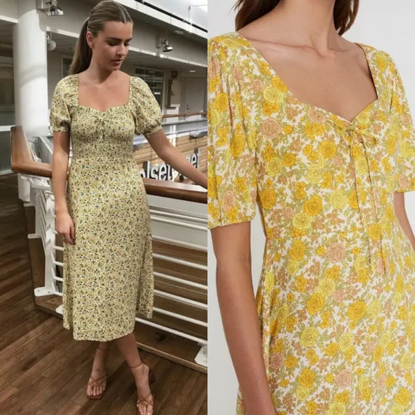 Faithful The Brand Agathe Garden Floral Midi Dress US‎ 6 Romantic Fall Floral - Image 2