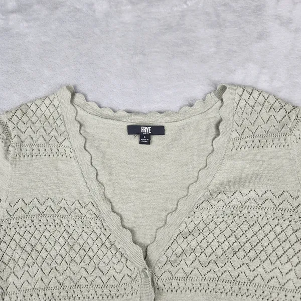 Frye Womens Cardigan Sweater Green Long Sleeve Size L Large - Image 2