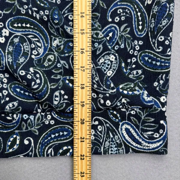 Ann Taylor Factory Womens Navy Blue Paisley Faux Wrap Top Size M 875502‎ FA23 - Image 4