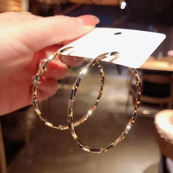 18K Gold Plated Twist Gold Hoop Earrings for Women - Image 2