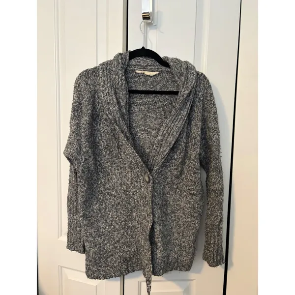 Eddie Bauer‎ Grey Marl Shawl Collar Cardigan Sweater Single Button XS/S - Image 2