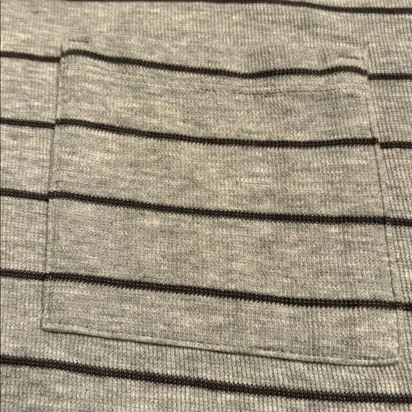 J. Jill women’s ribbed textured V neck tunic top gray patch pockets striped Sz L - Image 5