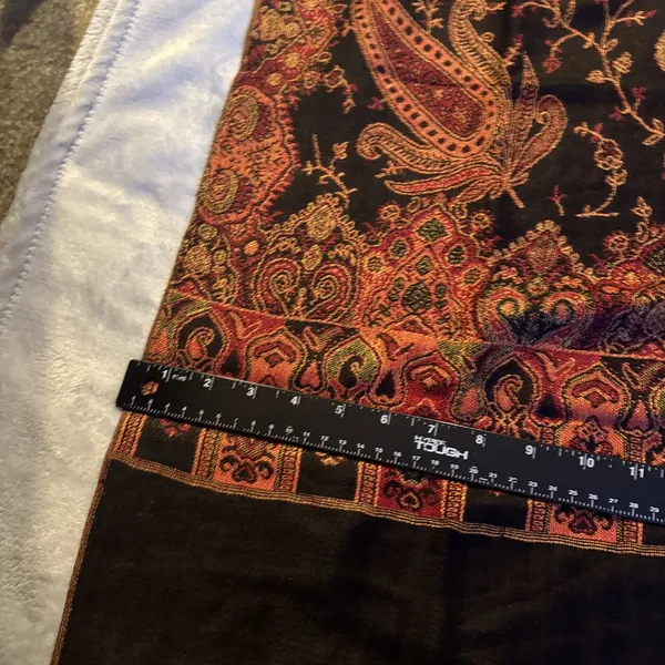 Pashmina Unbranded Viscose Wool & Cotton Blend Scarf Shawl,Paisley, Multicolored Scarf - Image 7
