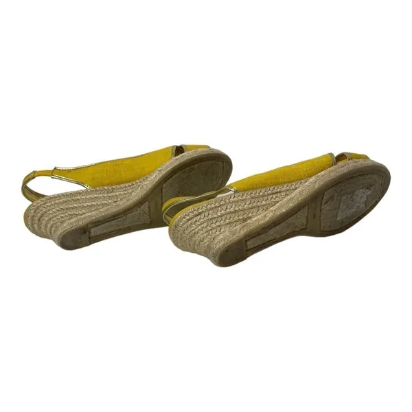 Talbots Lyndsay Yellow Canvas Peep Toe Sling‎ Back Espadrille Wedge Size 9.5 - Image 7