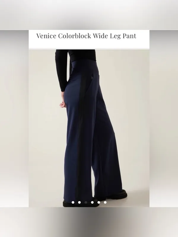 Athleta Venice Colorblock Wide Leg Navy Pants Size M - Image 4