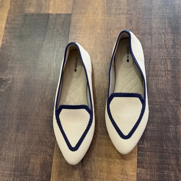 Birdies The Starling Woven Knit Loafer Flats Ivory Navy Trim Size 8 - Image 2