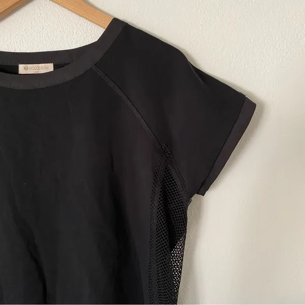 Hologram Black Mesh Side Athletic Top Short Sleeves Women's Size Large - Image 2