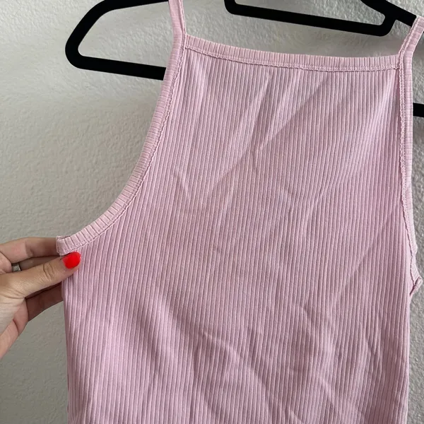 Free People Ribbed Mia Tank Top in Rose Size Medium - Image 3