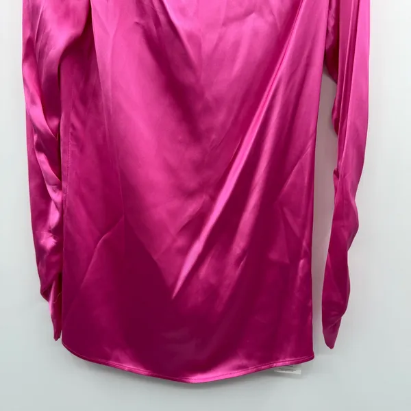 Gauge81 Pisa Fuchsia Pink‎ Satin Ruched Long Sleeve Mini Dress Sz XS NEW - Image 5