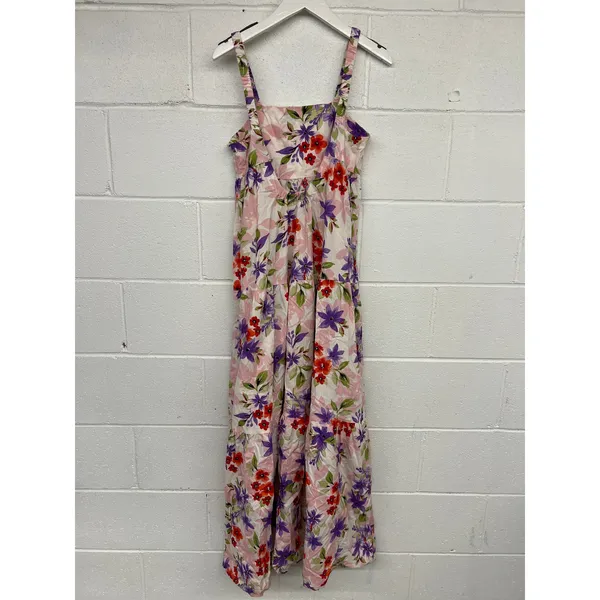 RTR Louna Sz S Floral Purple Red Tiered Sleeveless Resort Maxi Dress printed - Image 4