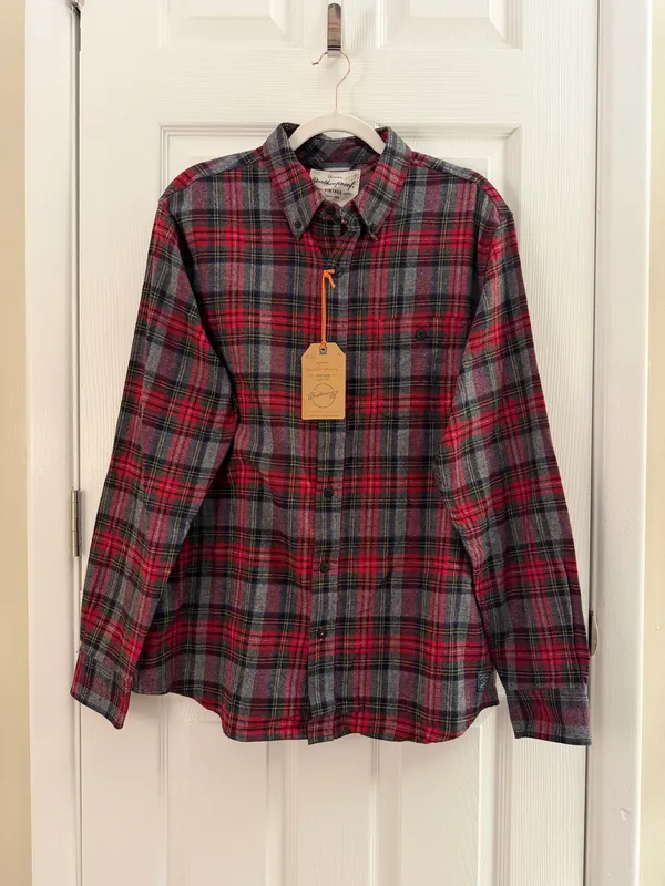 Weatherproof Vintage Poinsettia Holiday Tartan Flannel Shirt Large - Image 2