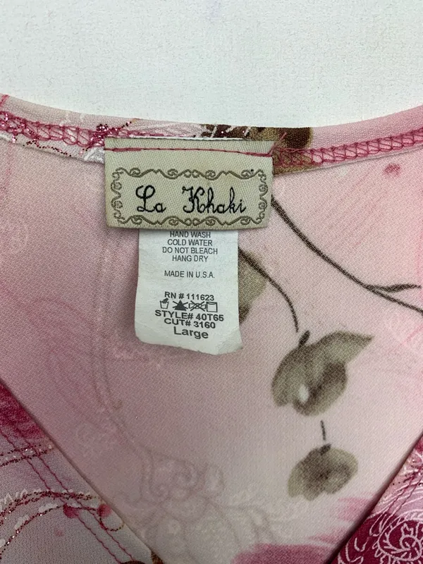 y2k la khaki size large Pink Floral Asymmetrical Women’s Top short sleeve fairy - Image 2