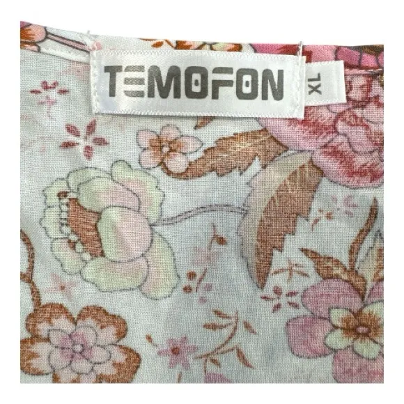 TEMOFON Floral‎ Patterned Fabric Pink Size XL - Image 4