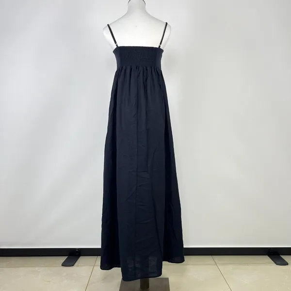 NWOT Farm Rio Linen Blend Black Sleeveless Maxi Dress Size L - Image 6