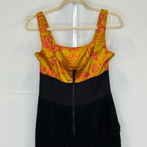 Rachel Roy Shanghai Chic‎ Ochre Lotus Pencil Dress Size 8 Tweed Skirt Mini Black - Image 5