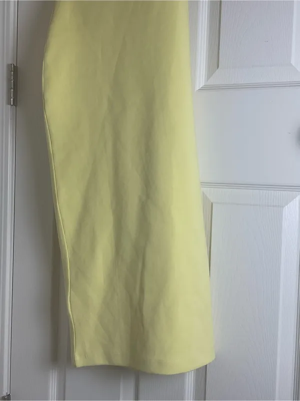 NWT ZARA Pale Yellow Asymmetric Ruched Midi Dress - Size Small - Image 7