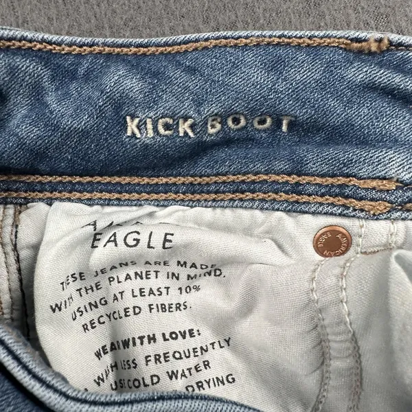 American Eagle Kick Boot Jeans Womens 000 Short Blue Wash Next Level Stretch - Image 8