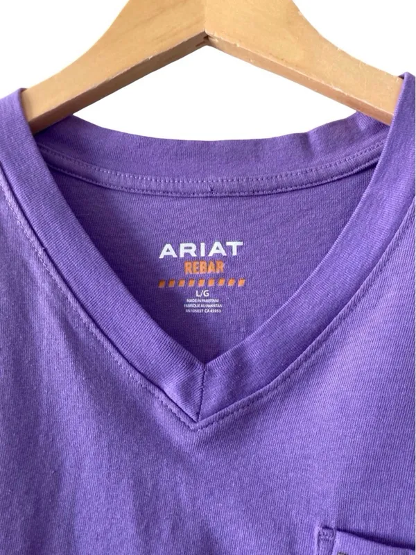Ariat Rebar Work American Flag Purple V-Neck Tee Women's Large - Image 9