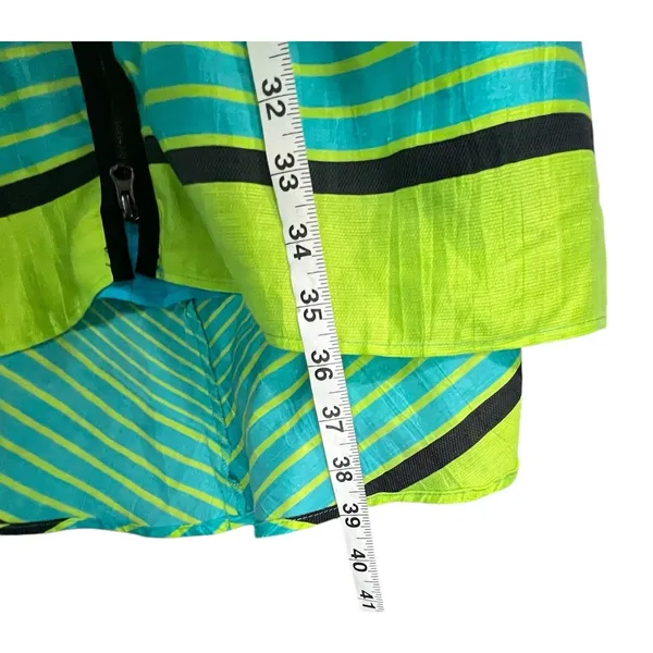 Nanette Lepore Bogatell Dress 2 Green Blue Linen Blend Stripe Feminine Chic ASO‎ - Image 12