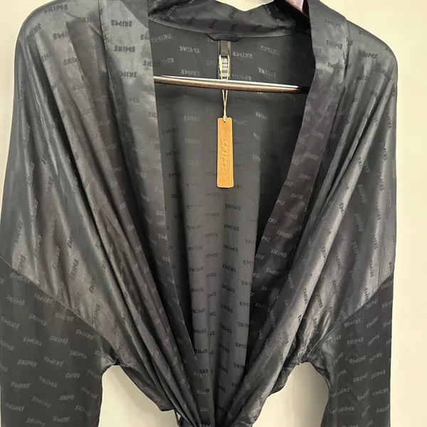 Skims WOVEN JACQUARD Medium SHORT ROBE onyx NWT - Image 6