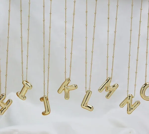 Bubble Balloon Letter J Initial Necklace Gold - Image 4