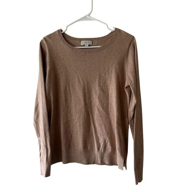 Loft Outlet Womens Brown Sweater Size S Cotton Blend Lightweight Fall Basic - Image 6