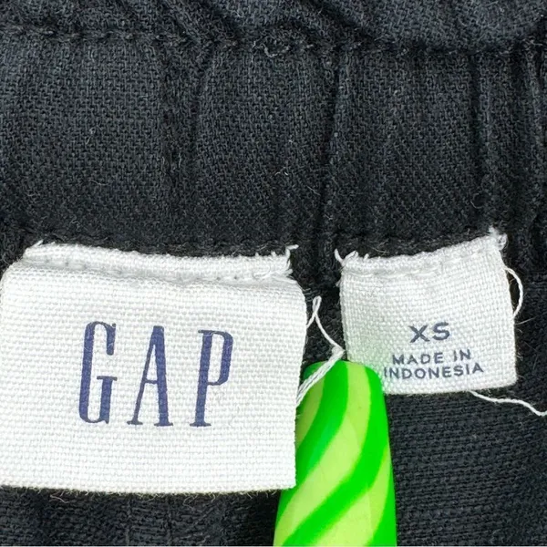 Gap Woven Slouchy‎ Pull On Crop Pants Black XS Ruffle Drawstring Waist High Rise - Image 7