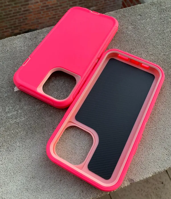 iPhone 12Pro Max Fashion Dual Layers Shockproof Defender Case -Pink/light Pink - Image 2