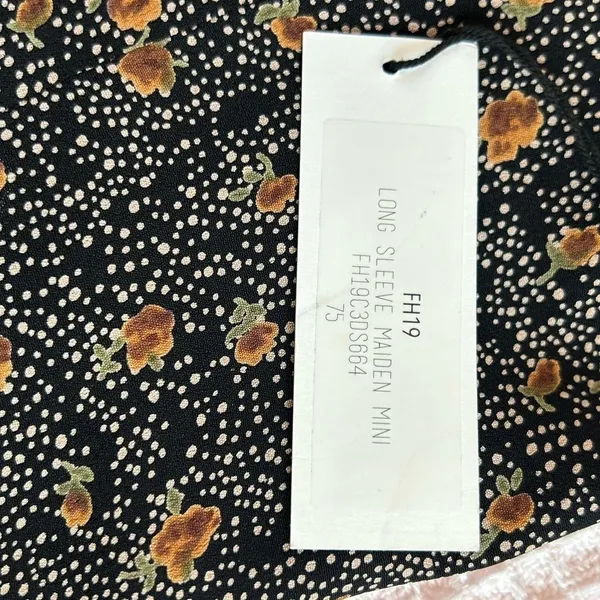 Flynn Skye Brown Floral Mini Dress Square Neck Long Sleeve Boho Whimsigoth NWT S - Image 4