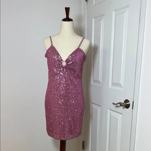 Bebe‎ Sparkling Pink Sequin Dress - Image 2
