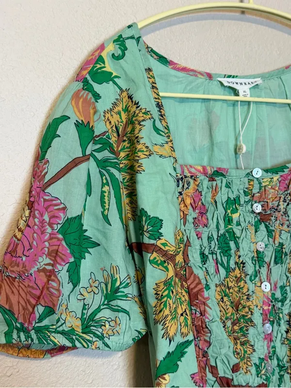 DownEast Green Hazel Floral Tiered‎ Midi Dress Size XL - Image 4