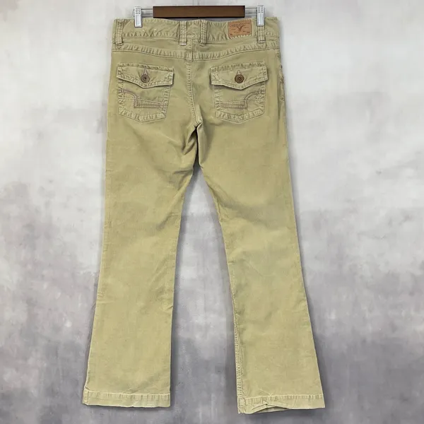 Y2K American Eagle Corduroy Pants Women 8‎ Low Rise Stretch Flare Indie Boho - Image 2