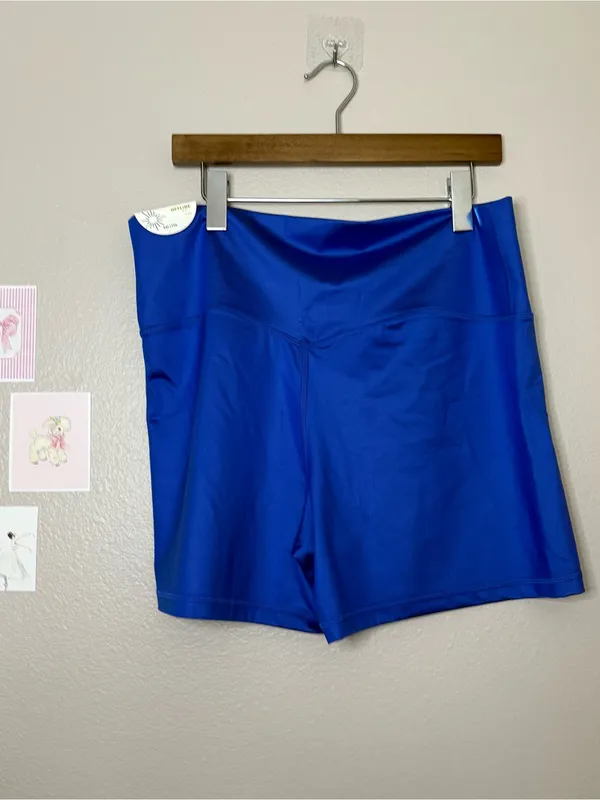 Aerie goals gloss 4” biker shorts plus size XXL 2X summer athletic beach blue - Image 3