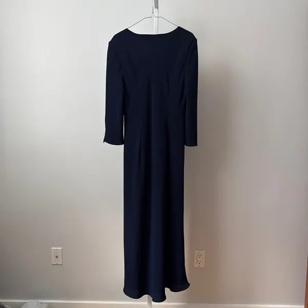 Donna Ricco 14 Navy Blue Maxi Dress Womens‎ Excellent V-Neck Long Sleeve Gown - Image 6