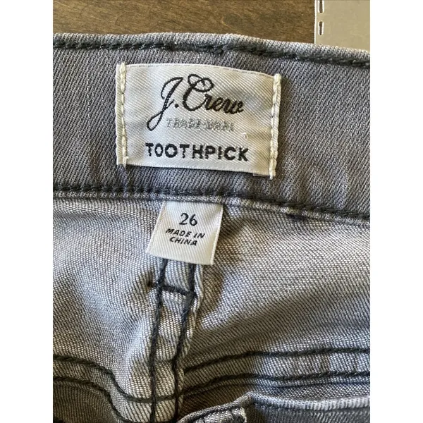 J.Crew Toothpick Skinny Jeans Womens Size 26 Grey Stretch Denim Mid Rise Pants - Image 7