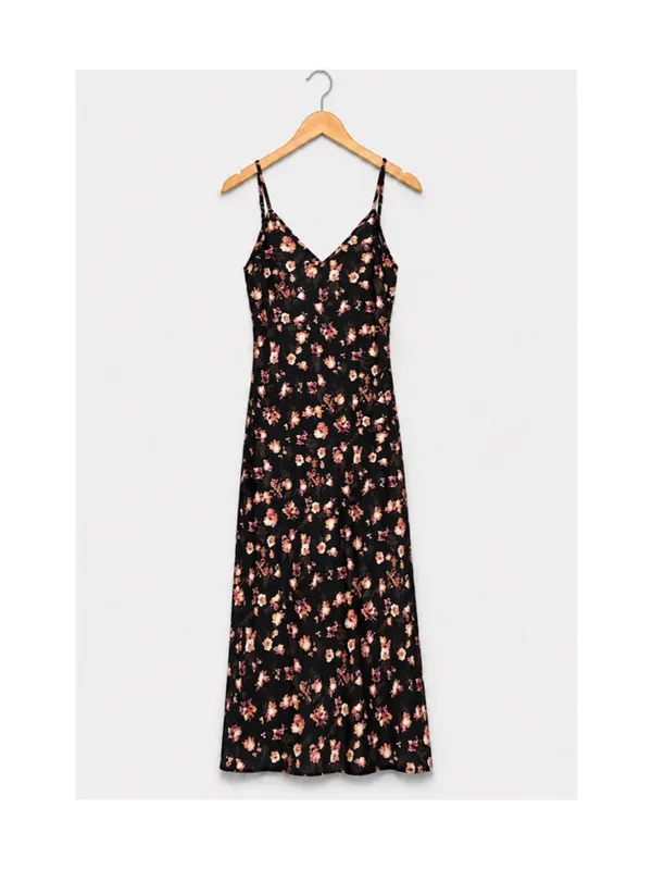 NWT Target A New Day Black Floral Print Midi Slip Dress Size M - Image 4