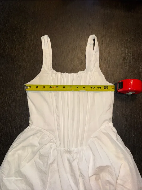 Papermoon Cotton Poplin Corset Mini Square Neck Pleated Pockets Cottagecore Dres - Image 4