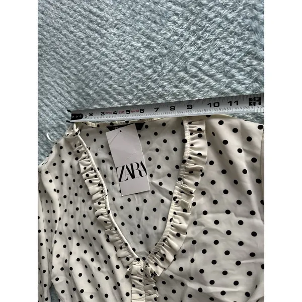 NWT Zara Polka Dot Dress Black White Women's XS Coastal Cocktail Beach Grandma - Image 4
