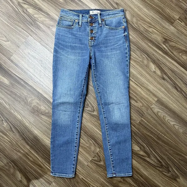 Madewell Size 26 Jeans 9" Mid Rise Skinny Crop Button Front Tencel Denim Edition - Image 3