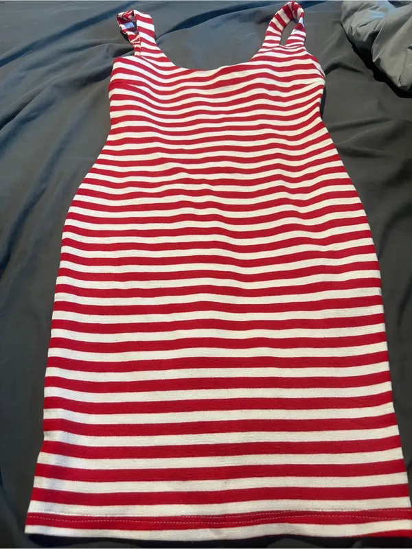 Zara red and white striped dress size xs - Image 8