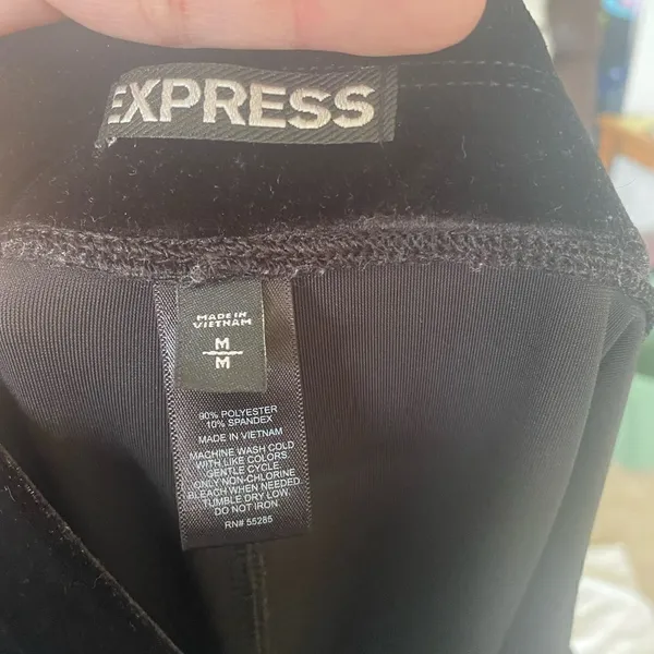 Express Velvet Leggings Full Length Size Medium Black 32" Inseam - Image 3
