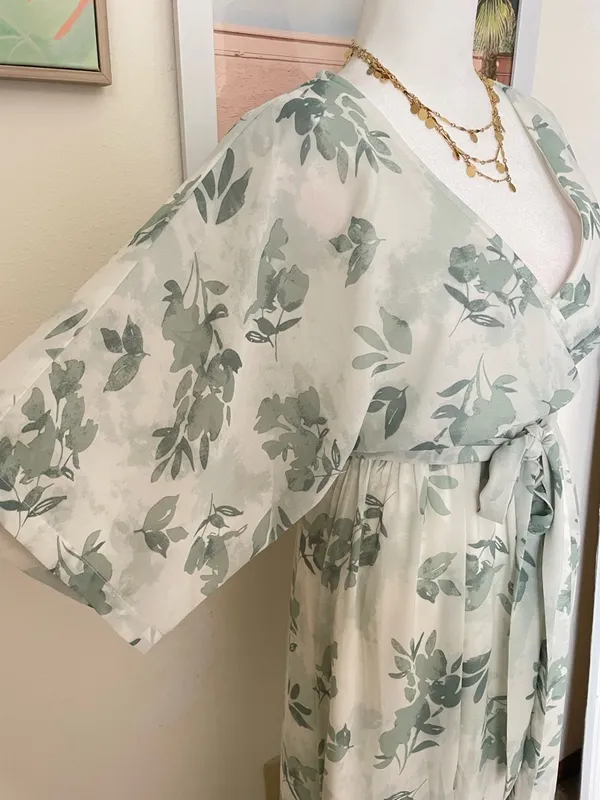 Baltic Born Kia Kimono Maxi Dress in Sage Floral XS - Image 5