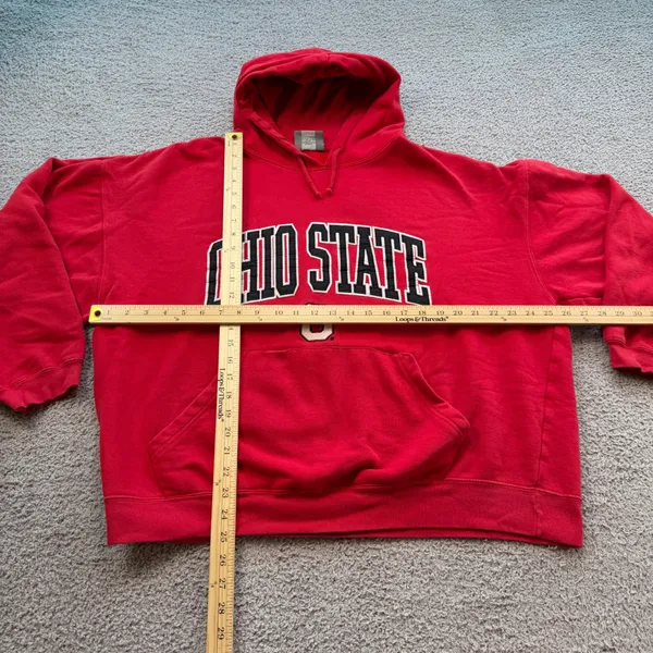 Ohio State Buckeyes Red Embroidered Hoodie Sweatshirt 2XL Womens J. America - Image 3