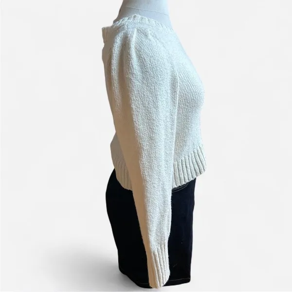 Anthropologie Maeve Cream Puff Sleeve Crew Neck Sweater - Image 3