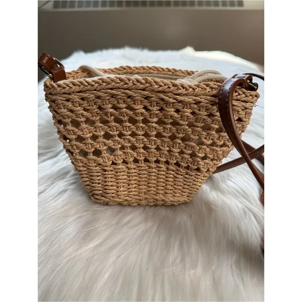 Zara Wicker Mini Lined Bucket Crossbody - Image 4