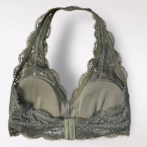 American Eagle Aerie Green Wildflower Lace‎ Padded Halter Bralette Size M NWT - Image 3