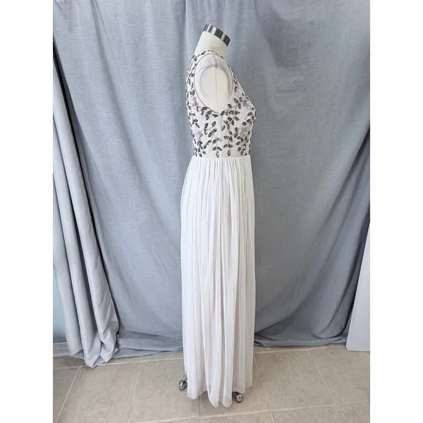 NWT Adrianna Papell Ivory Floral Beaded Sequin‎ Maxi Dress Size 6 Garden Party - Image 11